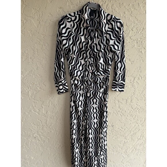 River Island London Black Gold Statement Abstract Art Women Sz 12 Jumpsuit Funky - Picture 11 of 11